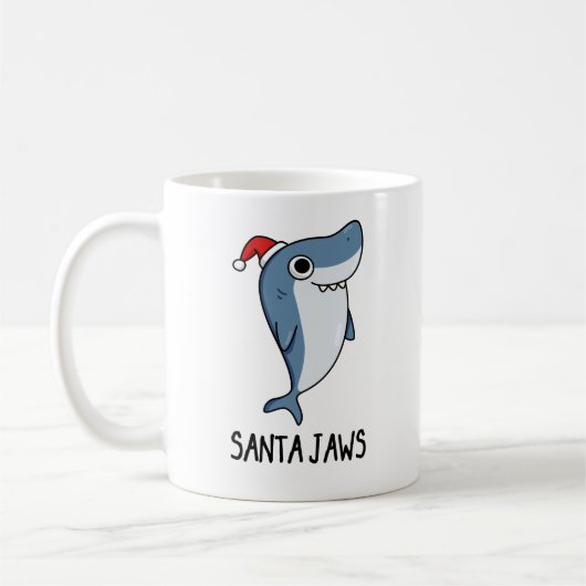 Santa Jaws Funny Shark Kerstmis Koffiemok (Links)
