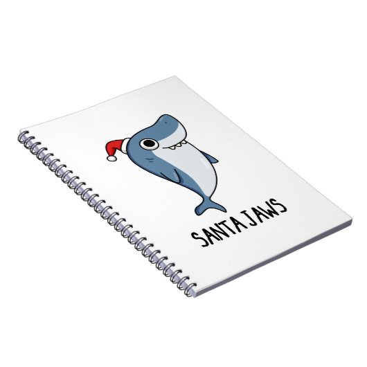 Santa Jaws Funny Shark Kerstmis Notitieboek (Rechterzijde)