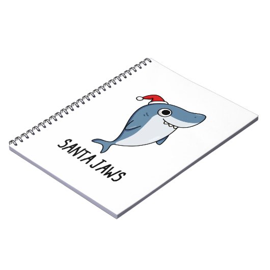 Santa Jaws Funny Shark Kerstmis Notitieboek (Linkerzijde)