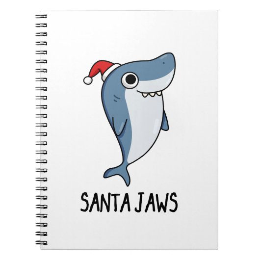 Santa Jaws Funny Shark Kerstmis Notitieboek (Voorkant)