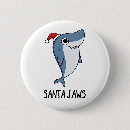Santa Jaws Funny Shark Kerstmis Ronde Button 5,7 Cm (Voorkant)