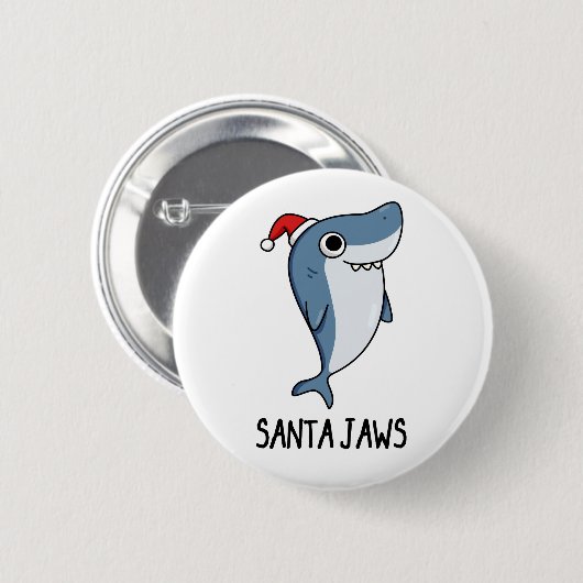 Santa Jaws Funny Shark Kerstmis Ronde Button 5,7 Cm (Voorkant /achterkant)