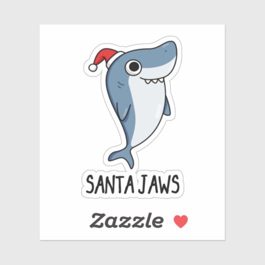 Santa Jaws Funny Shark Kerstmis Sticker (Vel)