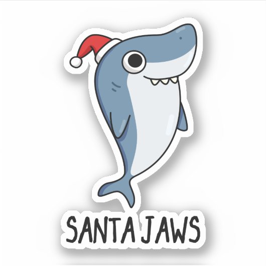 Santa Jaws Funny Shark Kerstmis Sticker (Voorkant)