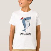 Santa Jaws Funny Shark Kerstmis T-shirt (Voorkant)
