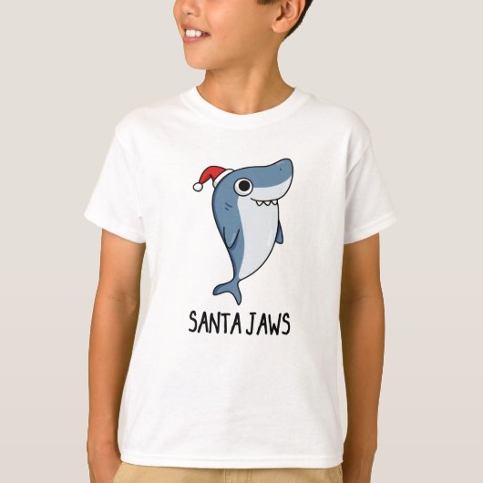 Santa Jaws Funny Shark Kerstmis T-shirt (Voorkant)