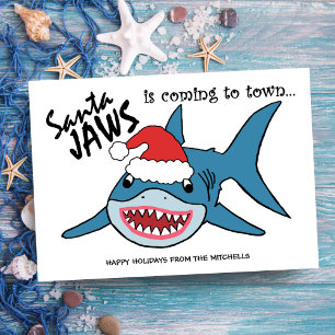 Santa Jaws   Grappige Haaien Kerstmis Feestdagenkaart