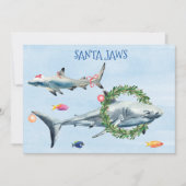 Santa Jaws Grote Witte Kersthaai Feestdagenkaart (Voorkant)