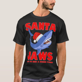 Santa Jaws haai Kerstmis grappig ontwerp T-shirt