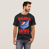 Santa Jaws haai Kerstmis grappig ontwerp T-shirt (Voorkant volledig)