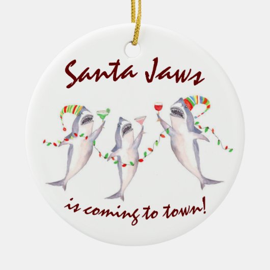 Santa Jaws Keramisch Ornament (Voorkant)