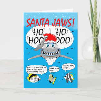 SANTA JAWS. kerstwenskaart. Haak plezier. Feestdagen Kaart