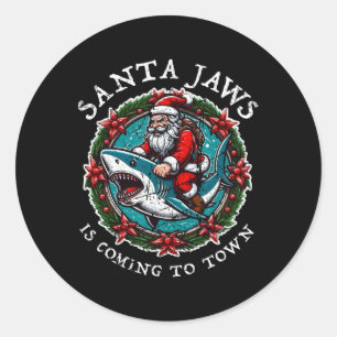 Santa Jaws komt naar kerststad Santa Jaws Ronde Sticker