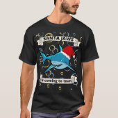 SANTA JAWS KOMT NAAR TOWN grappige kersthaai T-shirt (Voorkant)
