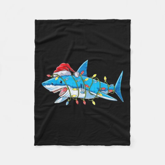 Santa Jaws Shark-kerstlampjes Merry Sharkmas X Fleece Deken (Voorkant)