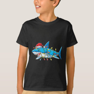 Santa Jaws Shark-kerstlampjes Merry Sharkmas X T-shirt