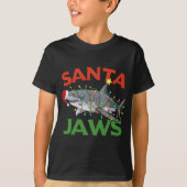 Santa Jaws Shark-kerstlampjes Sharkmas T-shirt (Voorkant)