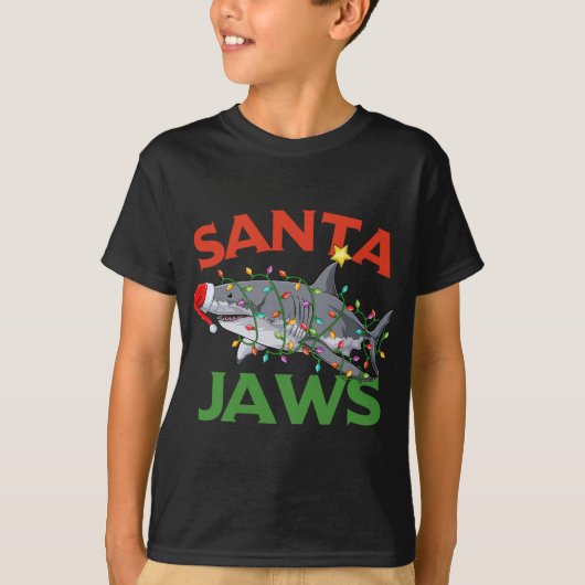 Santa Jaws Shark-kerstlampjes Sharkmas T-shirt (Voorkant)
