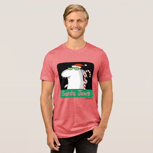 Santa Jaws Tri-Blend Shirt (Voorkant volledig)