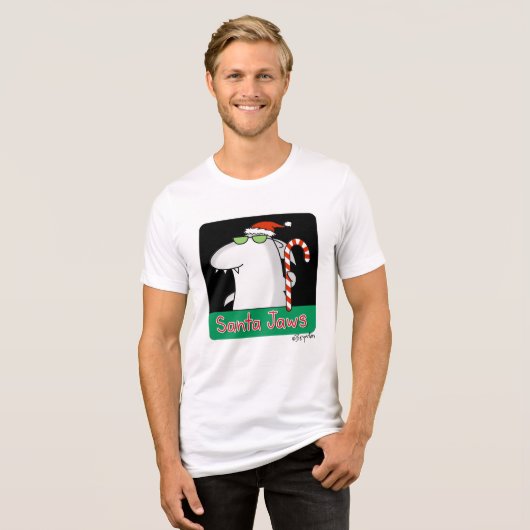 Santa Jaws Tri-Blend Shirt (Voorkant volledig)