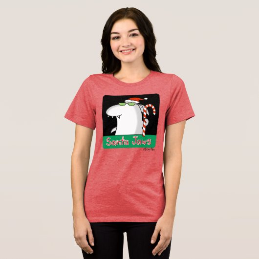 Santa Jaws Tri-Blend Shirt (Voorkant volledig)