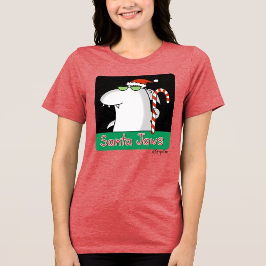 Santa Jaws Tri-Blend Shirt (Voorkant)