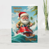 Santa Jet Sking Gevouwen Kaart (Voorkant)