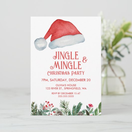 Santa Jingle & Mingle Fun Friends Kerstfeest Kaart (Staand voorkant)