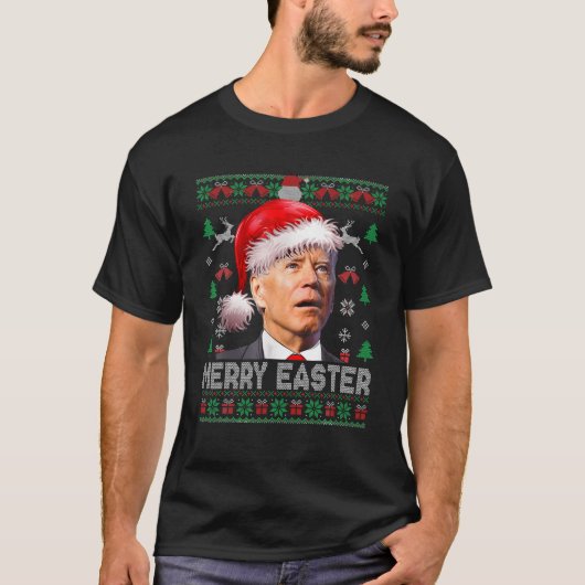 Santa Joe Biden Funny Merry Easter Kerstmis Ugly T-shirt (Voorkant)
