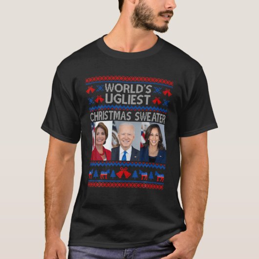 Santa Joe Biden Funny World Oeglantste kerstSwea T-shirt (Voorkant)