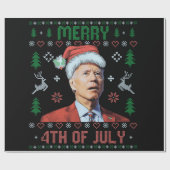 Santa Joe Biden Happy 4 juli Ugly Kerstmis Cadeaupapier (Vlak)