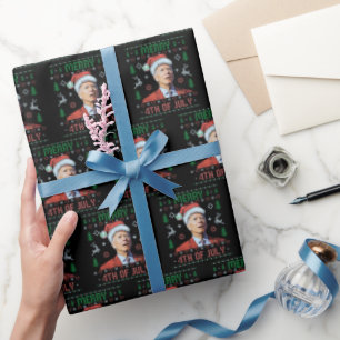 Santa Joe Biden Happy 4 juli Ugly Kerstmis Cadeaupapier