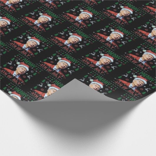 Santa Joe Biden Happy 4 juli Ugly Kerstmis Cadeaupapier (Hoek)