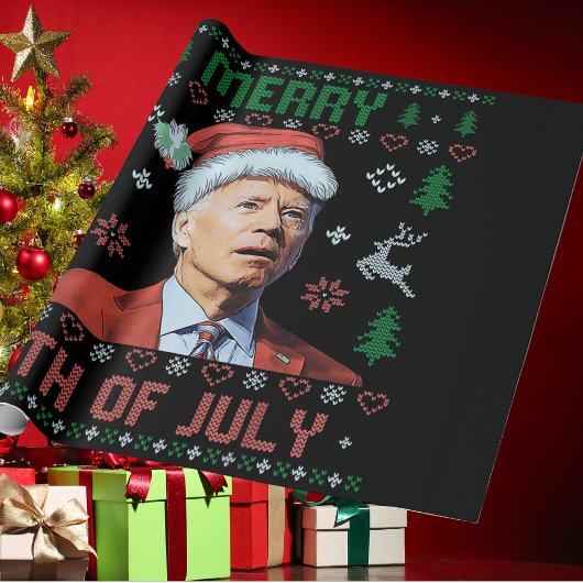 Santa Joe Biden Happy 4 juli Ugly Kerstmis Cadeaupapier