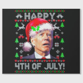 Santa Joe Biden Happy 4 juli Ugly Kerstmis Cadeaupapier (Vlak)