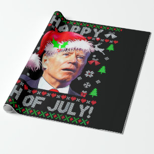 Santa Joe Biden Happy 4 juli Ugly Kerstmis Cadeaupapier