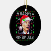 Santa Joe Biden Happy 4 juli Ugly Kerstmis Keramisch Ornament (Rechts)