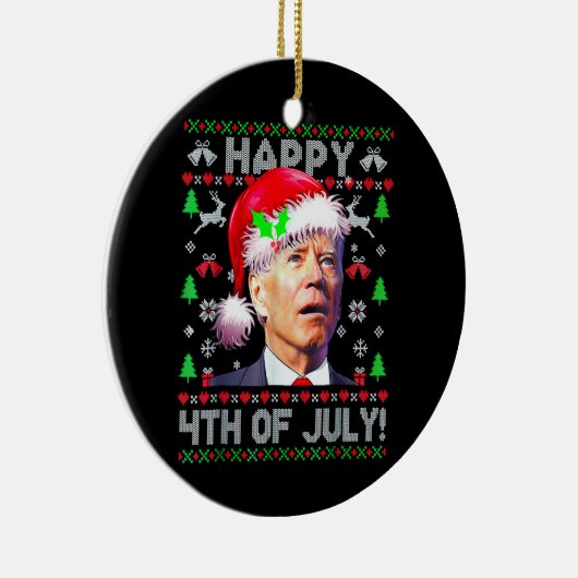 Santa Joe Biden Happy 4 juli Ugly Kerstmis Keramisch Ornament (Rechts)