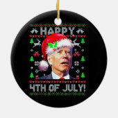 Santa Joe Biden Happy 4 juli Ugly Kerstmis Keramisch Ornament (Achterkant)