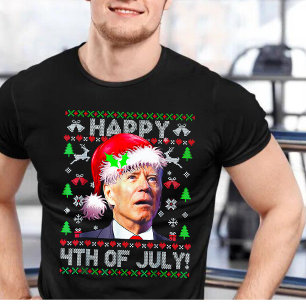 Santa Joe Biden Happy 4 juli Ugly Kerstmis T-shirt