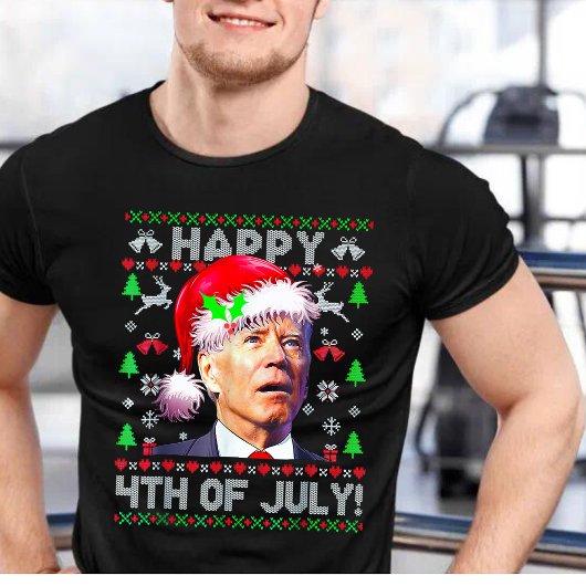 Santa Joe Biden Happy 4 juli Ugly Kerstmis T-shirt