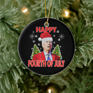 Santa Joe Biden Happy 4th of July Funny Christmas Keramisch Ornament