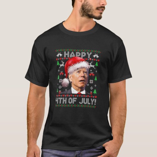 Santa Joe-Biden Happy 4Th Of July-Ugly Christmas S T-shirt (Voorkant)