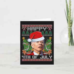 Santa Joe Biden Happy 4th van juli Lelijke Kerstda Kaart