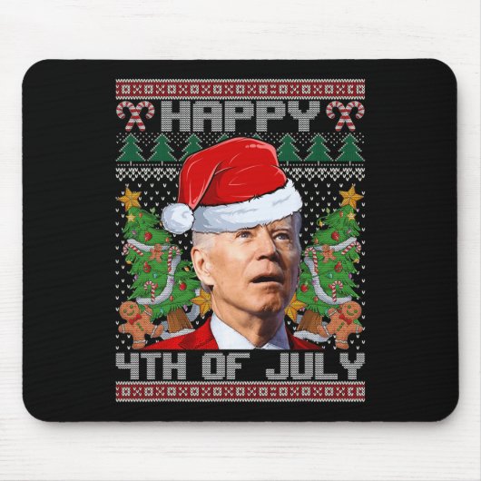 Santa Joe Biden Happy 4th van juli Lelijke Kerstda Muismat (Voorkant)