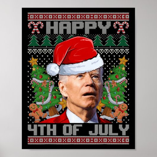 Santa Joe Biden Happy 4th van juli Lelijke Kerstda Poster (Voorkant)