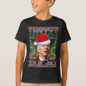 Santa Joe Biden Happy 4th van juli Lelijke Kerstda T-shirt (Voorkant)