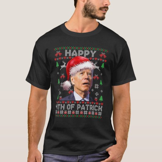 Santa Joe Biden Happy 4th van Patrick Ugly Christm T-shirt (Voorkant)