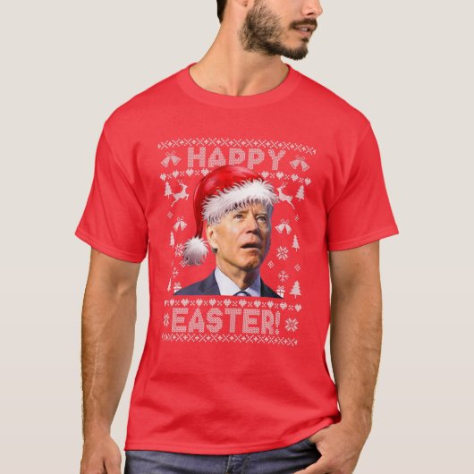 Santa Joe Biden Happy Easter Ugly Christmas Sweate T-shirt (Voorkant)