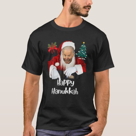 Santa Joe Biden Happy Hanukkah-Kerstmis Funny T-shirt (Voorkant)